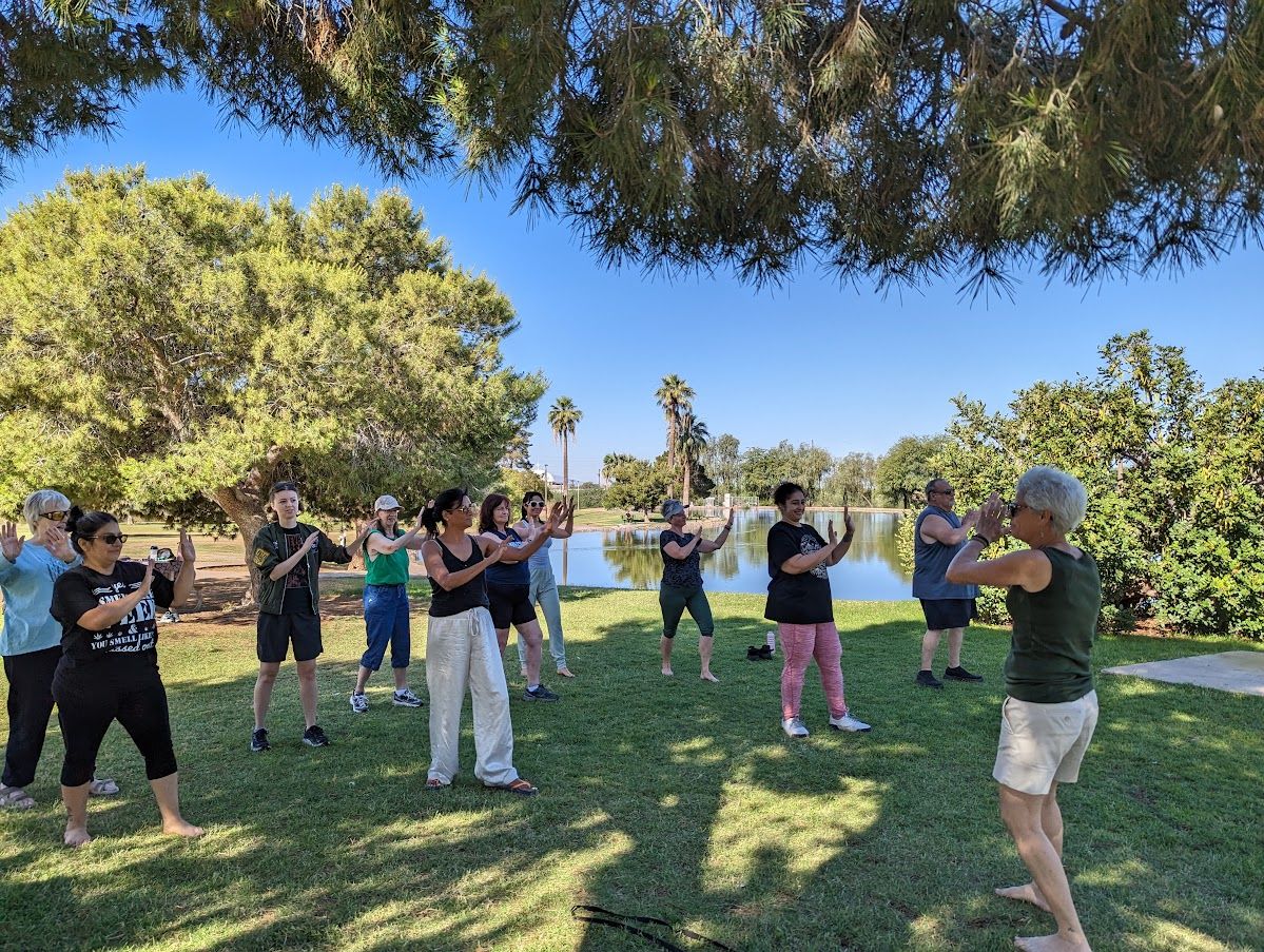 Angel Marie leading a Tai Chi-inspired Energy Reset session