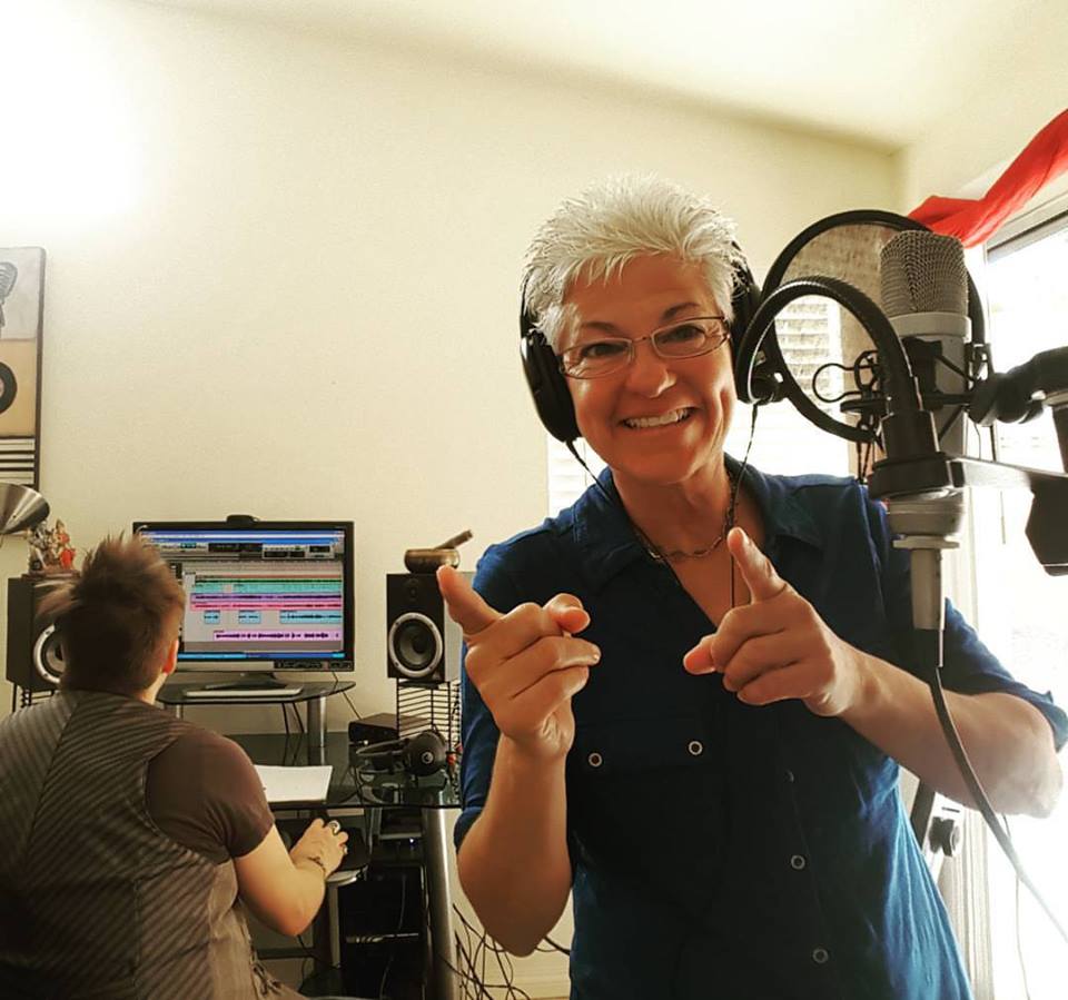 Angel Marie Monachelli recording in the studio